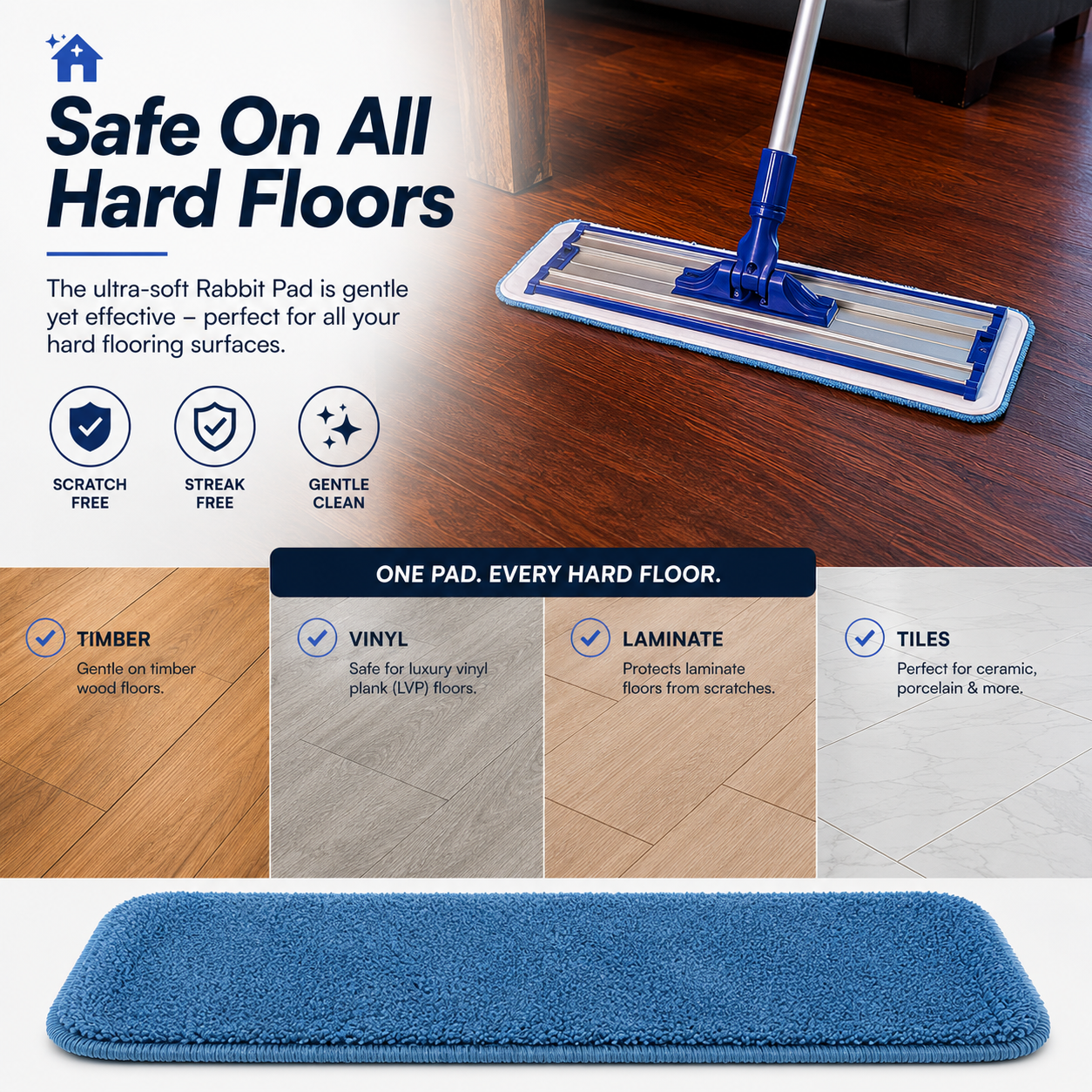 Rabbit Dust Pad for timber and vinyl, laminate and tile floors