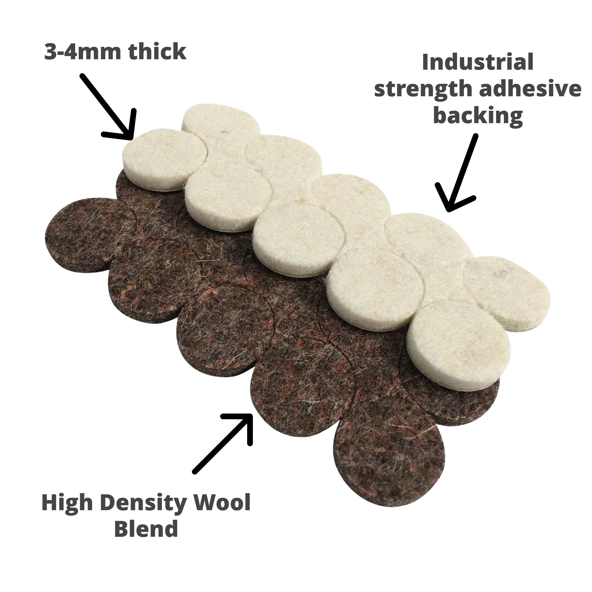 Industrial Strength Adhesive Felt Discs 19mm