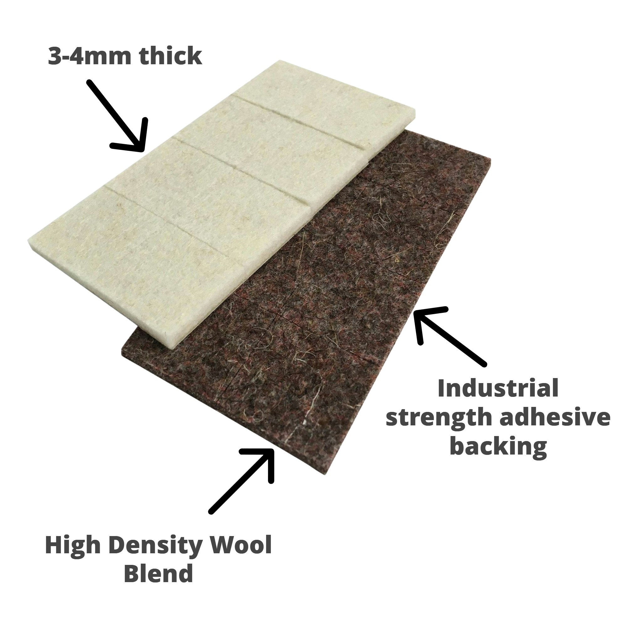 Industrial Strength Adhesive Felt Pads (24mm x 24mm)