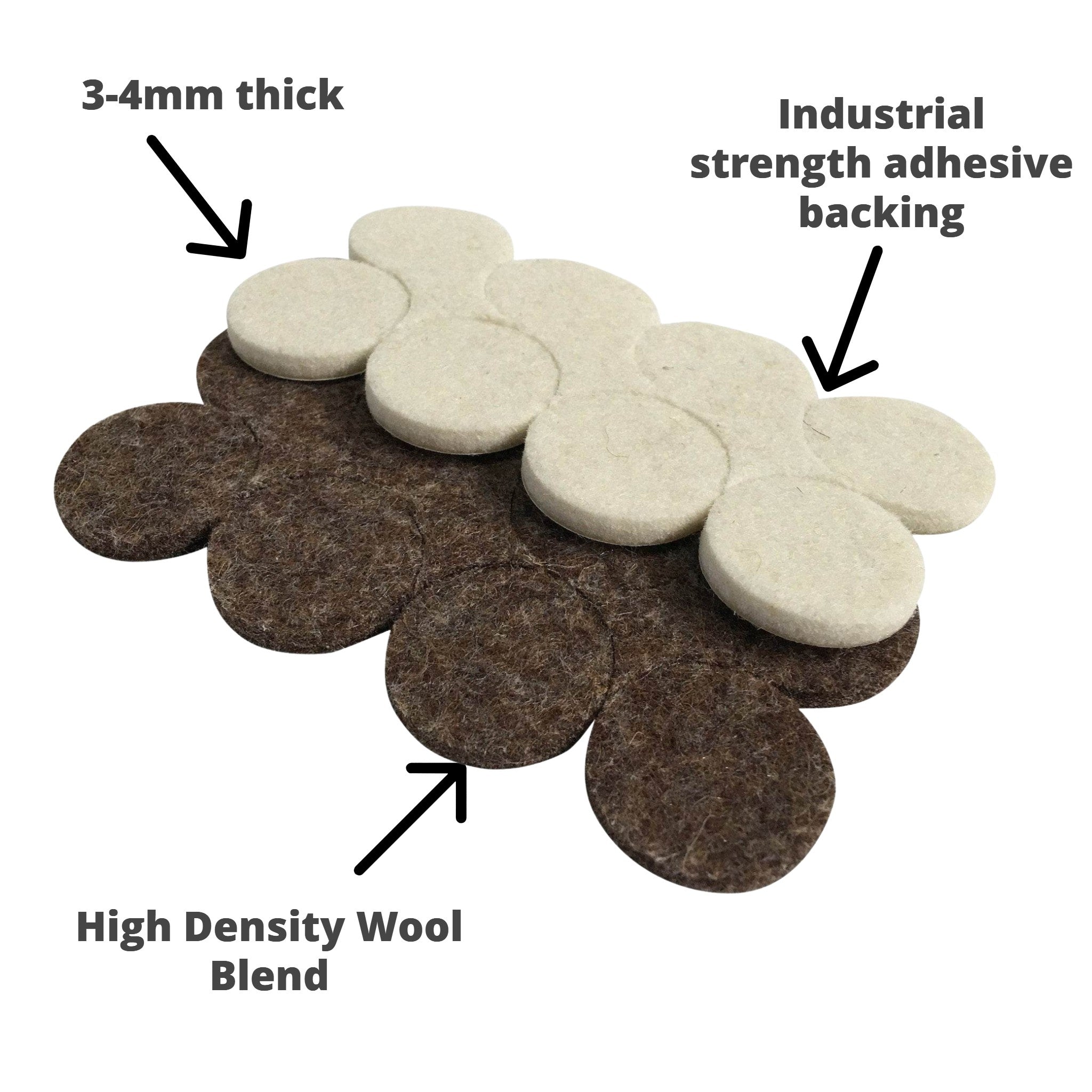 Industrial Strength Adhesive Felt Discs 25mm