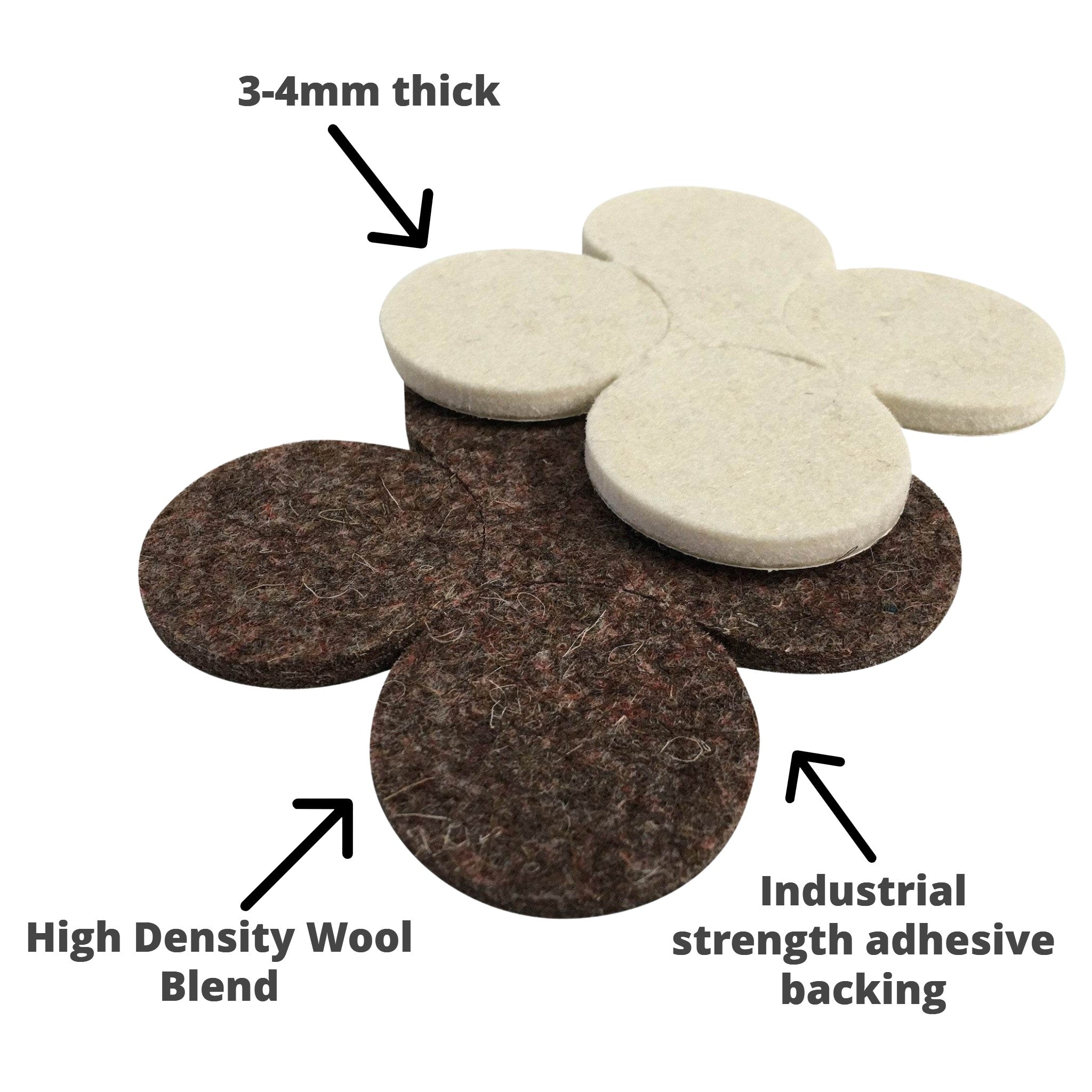 Industrial Strength Adhesive Felt Discs 38mm