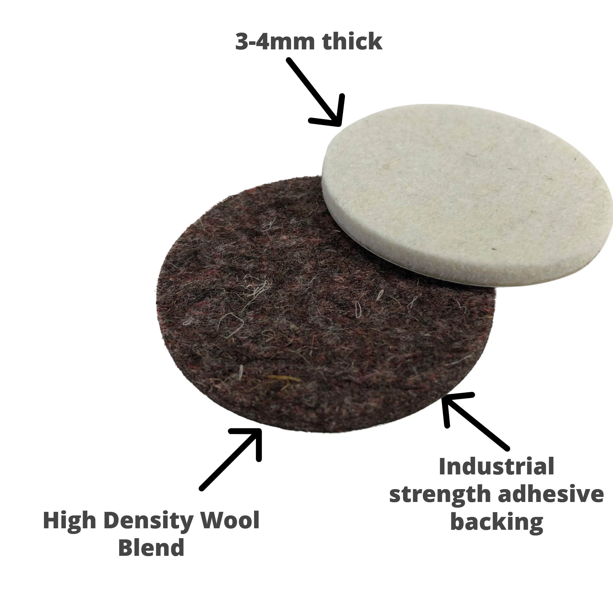 Industrial Strength Adhesive Felt Discs 50mm