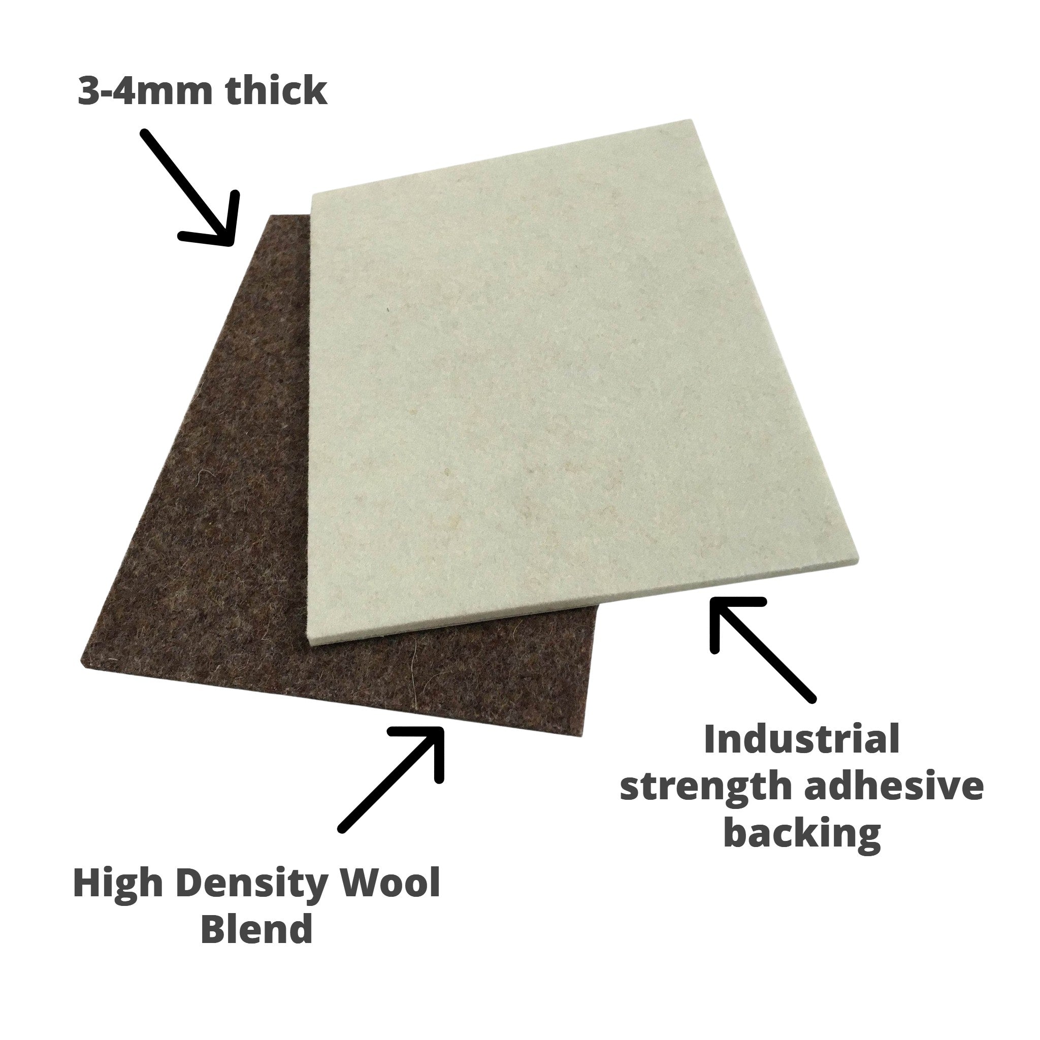 Industrial Strength Adhesive Felt Pads (149mm x 114mm)