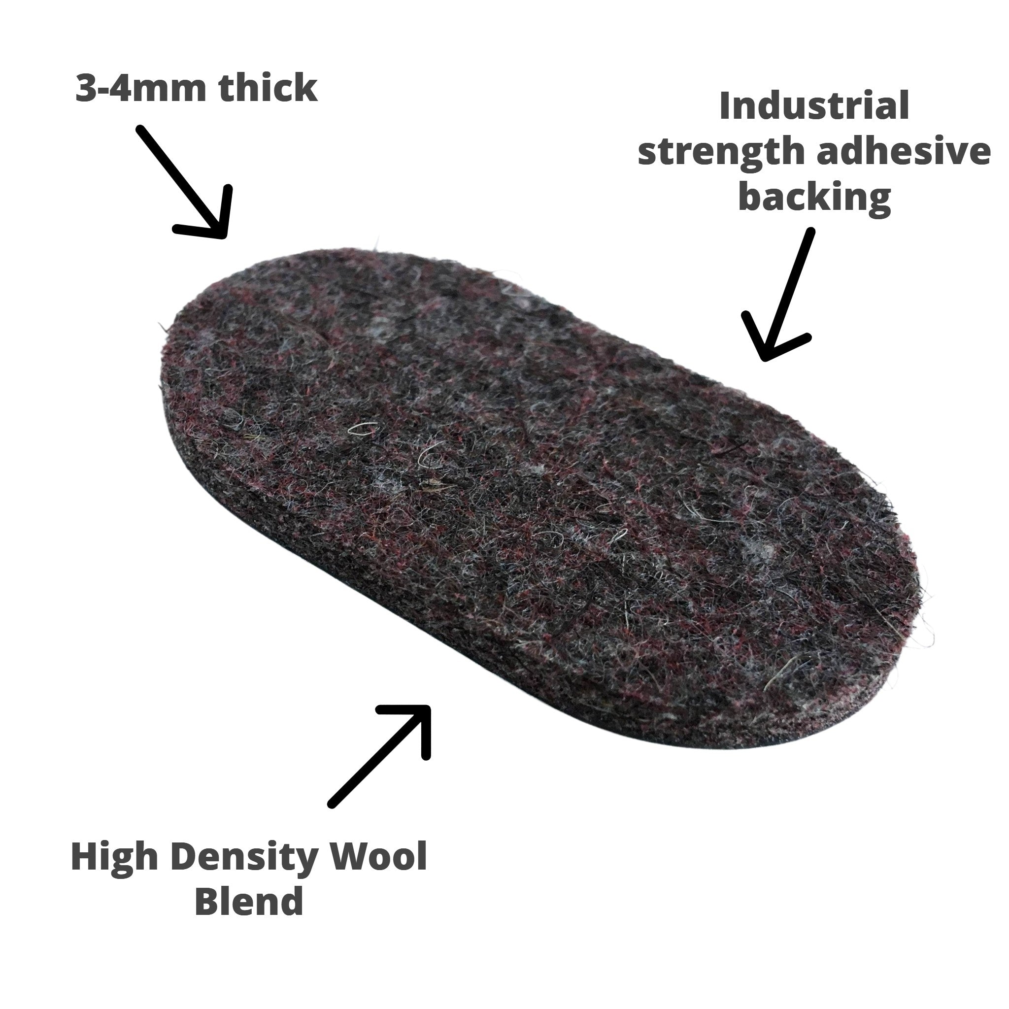 Industrial Strength Adhesive Felt Ovals (29mm x 51mm)