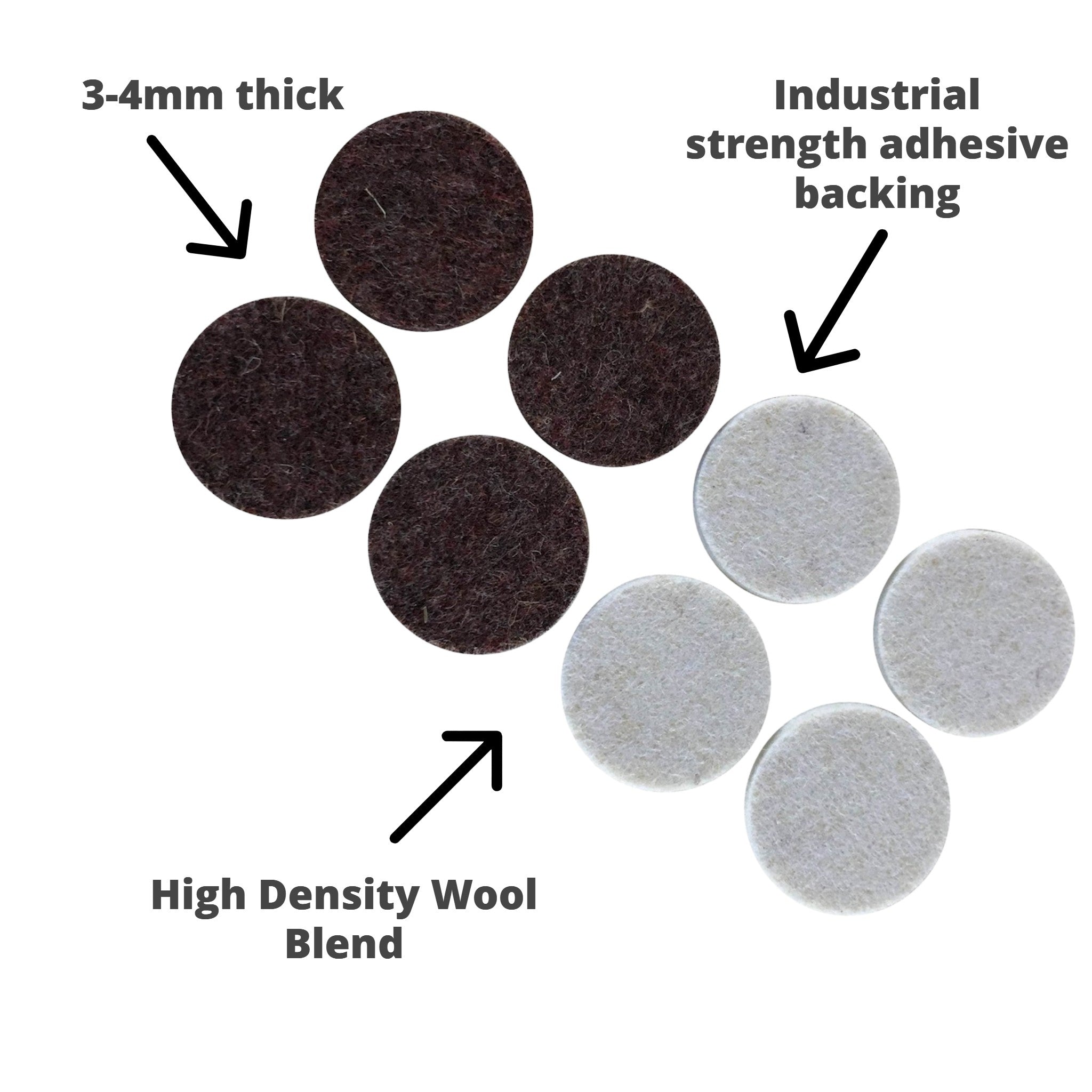 Industrial Strength Adhesive Felt Discs 32mm