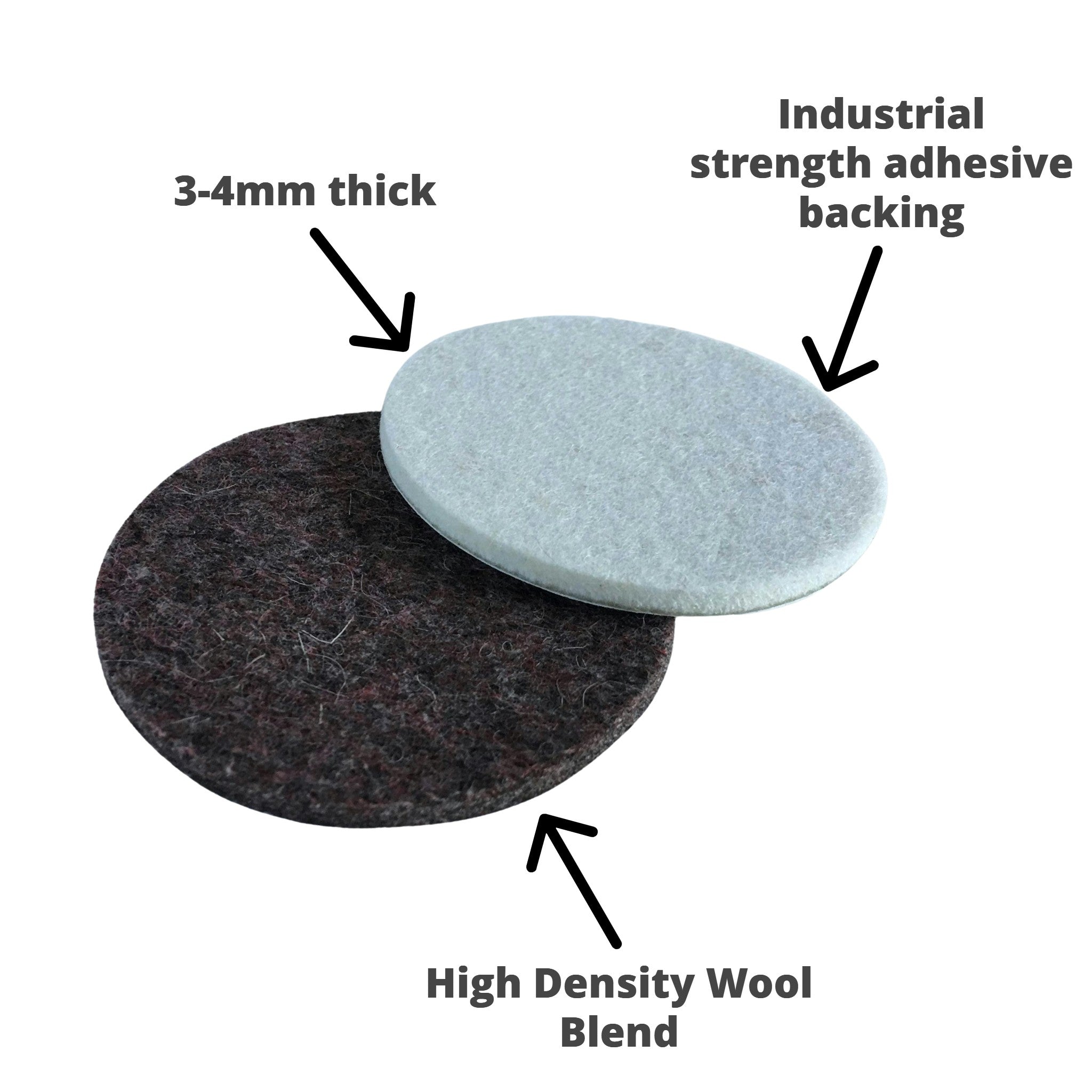 Industrial Strength Adhesive Felt Discs 64mm
