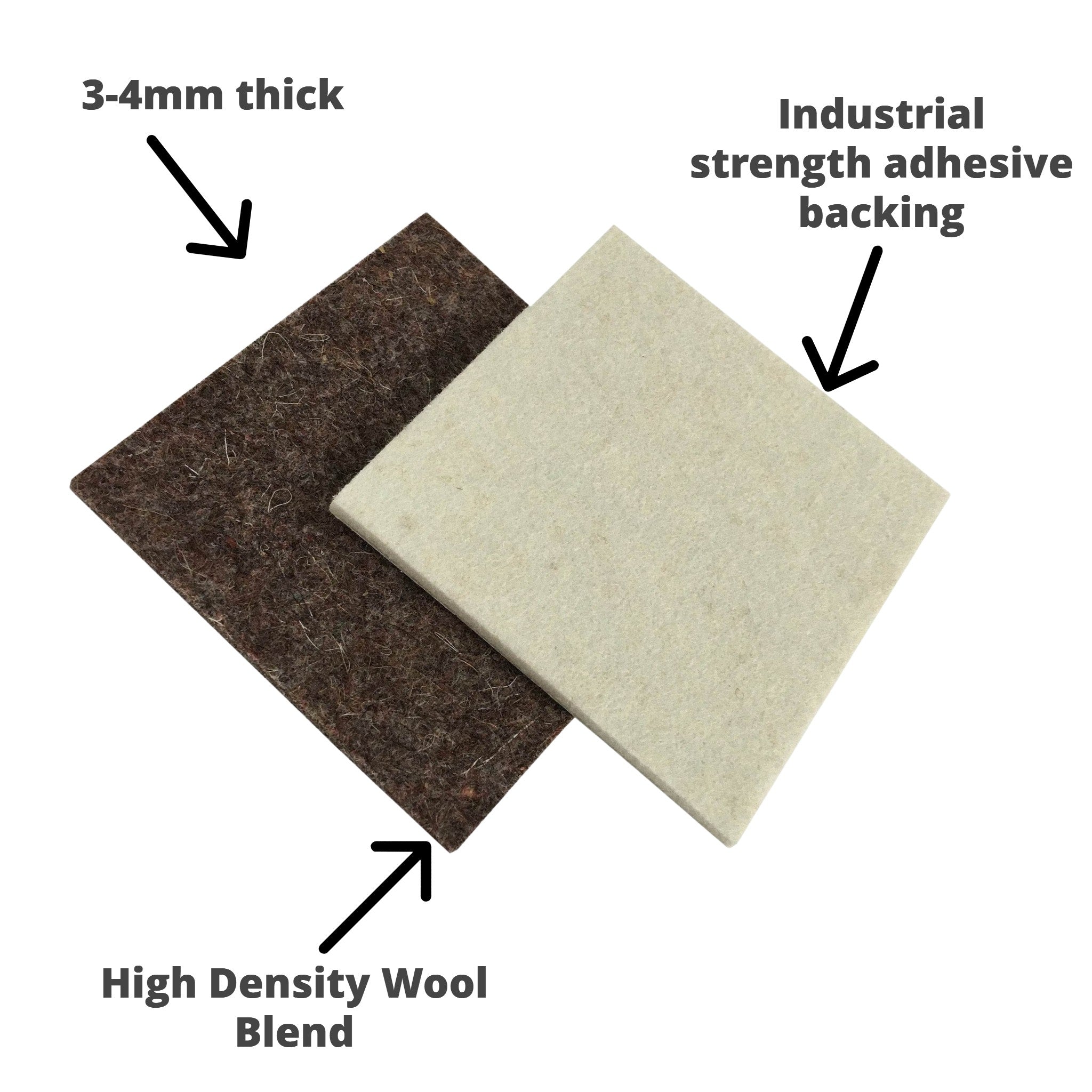 Industrial Strength Adhesive Felt Pads (76mm x 76mm)