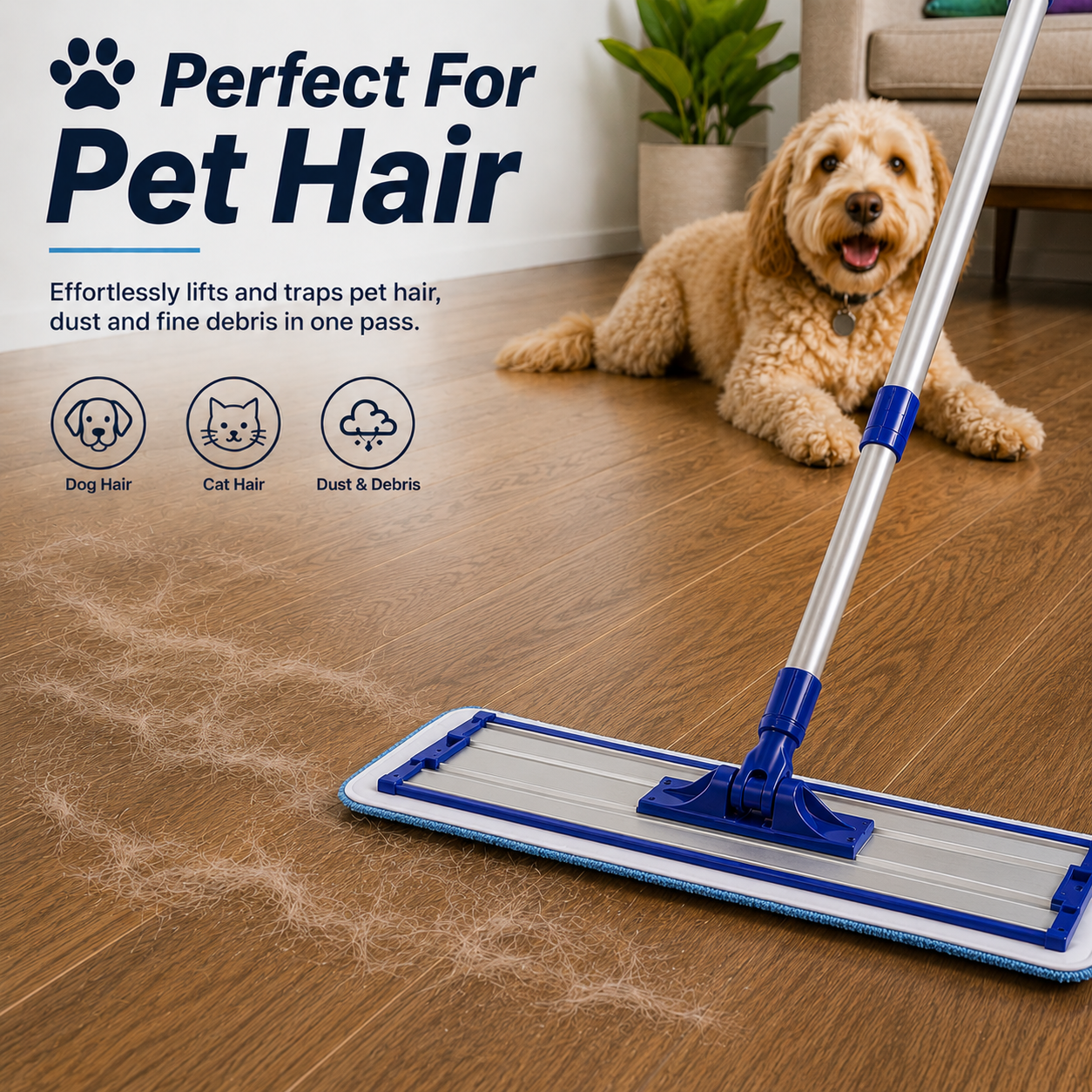 Flexi-Felt Rabbit Dust Pad collecting pet hair