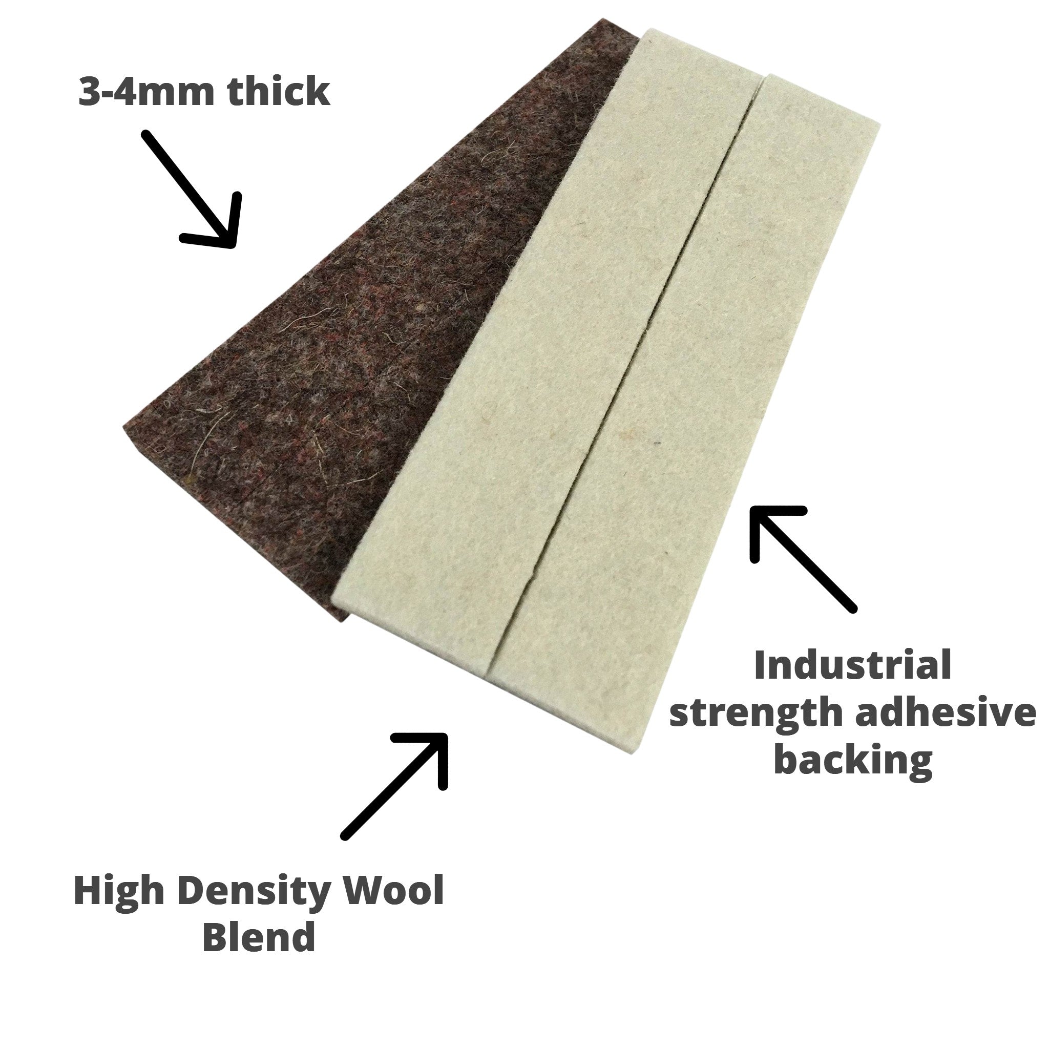 Industrial Strength Adhesive Felt Strips (19mm x 101mm)